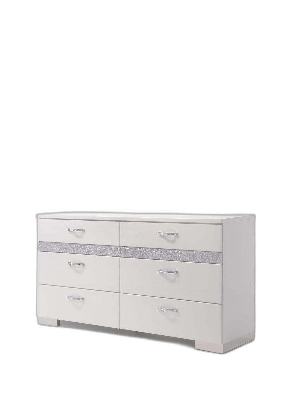 Homeroots 63" White High Gloss Manufactured Wood Eight Drawer Double Dresser  Manufactured Wood 490494