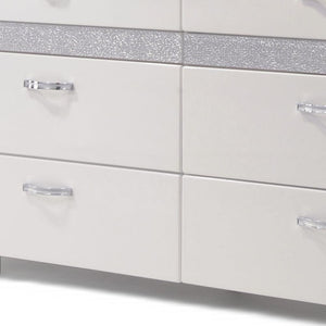 Homeroots 63" White High Gloss Manufactured Wood Eight Drawer Double Dresser  Manufactured Wood 490494