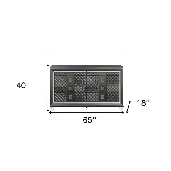 Homeroots 65" Gray Solid And Manufactured Wood Eight Drawer Double Dresser  Solid And Manufactured Wood 490495