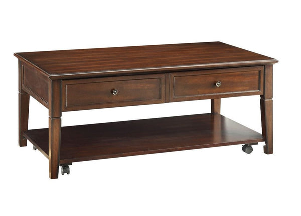 Homeroots 48" Walnut Manufactured Wood Rectangular Lift Top Coffee Table With Shelf   490497