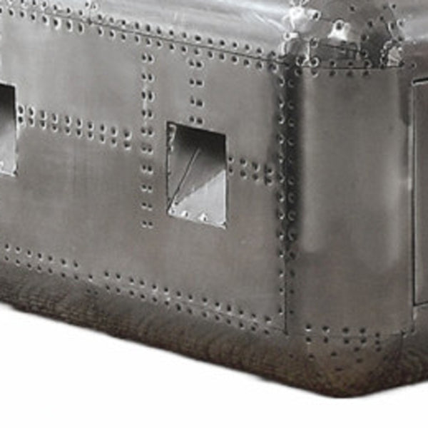 Homeroots 52" Silver Aluminum Coffee Table With Drawer   490506