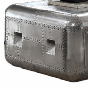 Homeroots 52" Silver Aluminum Coffee Table With Drawer   490506