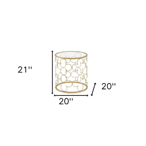 Homeroots 20" Gold And Clear Glass Round Nested Coffee Tables   490510
