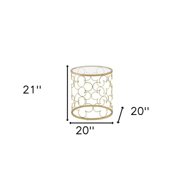 Homeroots 20" Gold And Clear Glass Round Nested Coffee Tables   490510