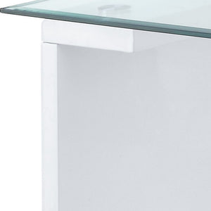 Homeroots 47" White And Clear Glass And Manufactured Wood Rectangular Coffee Table With Shelf   490511