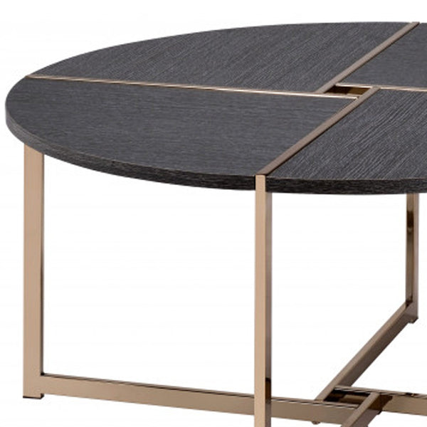 Homeroots 35" Champagne And Black Round Coffee Table   490517