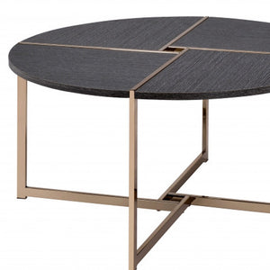 Homeroots 35" Champagne And Black Round Coffee Table   490517