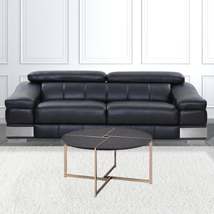 Homeroots 35" Champagne And Black Round Coffee Table   490517