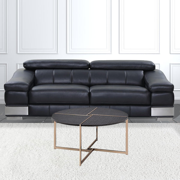 Homeroots 35" Champagne And Black Round Coffee Table   490517