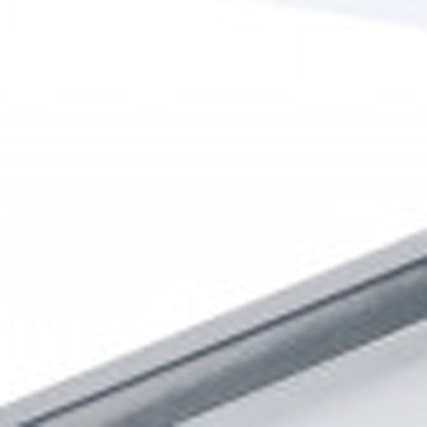 Homeroots 47" Chrome And White High Gloss Manufactured Wood And Metal Rectangular Coffee Table With Shelf   490518