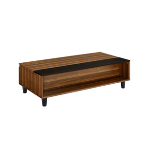 Homeroots 47" Brown And Black  Wood Lift Top Coffee Table With Shelf   490520
