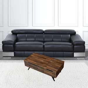 Homeroots 48" Brown And Black Metal Lift Top Coffee Table With Two Drawers   490521