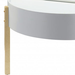 Homeroots 32" Natural Brown And White Round Coffee Table   490523