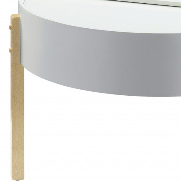 Homeroots 32" Natural Brown And White Round Coffee Table   490523