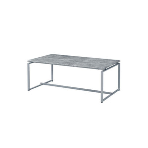 Homeroots 47" Silver And Faux Concrete Pvc Veneer Rectangular Coffee Table   490526