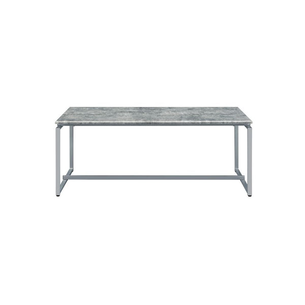 Homeroots 47" Silver And Faux Concrete Pvc Veneer Rectangular Coffee Table   490526