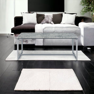 Homeroots 47" Silver And Faux Concrete Pvc Veneer Rectangular Coffee Table   490526