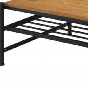 Homeroots 47" Black And Oak Solid Wood Rectangular Coffee Table With Shelf   490532