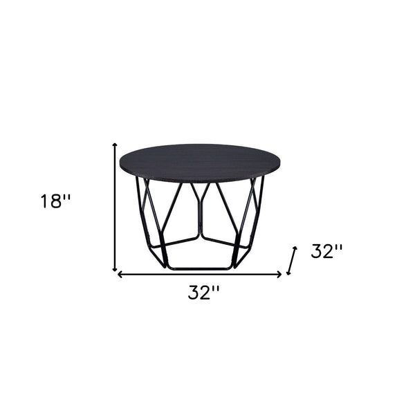 Homeroots 32" Black And Espresso Round Coffee Table   490534