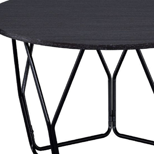 Homeroots 32" Black And Espresso Round Coffee Table   490534