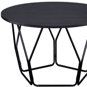 Homeroots 32" Black And Espresso Round Coffee Table   490534