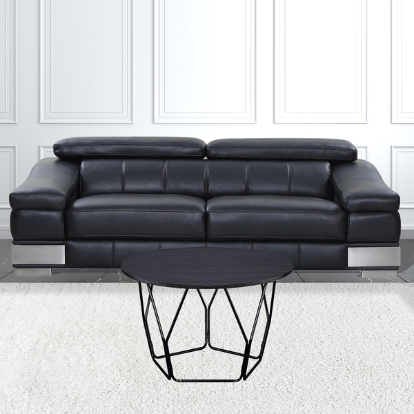 Homeroots 32" Black And Espresso Round Coffee Table   490534