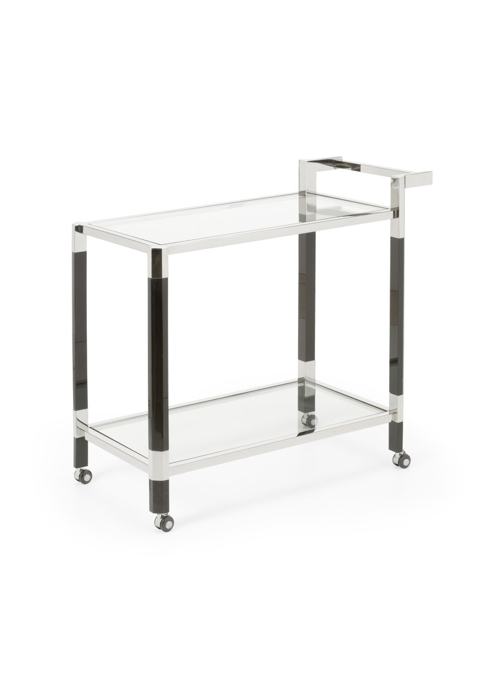 Wildwood Boulevardier Luxe Bar Cart With Black Acrylic Shelves & Polished Nickel Frame, Mobile Glam Station 490537
