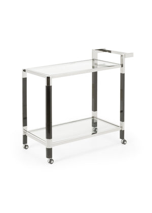 Wildwood Boulevardier Luxe Bar Cart With Black Acrylic Shelves & Polished Nickel Frame, Mobile Glam Station 490537