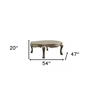 Homeroots 54" Gold And Bone Solid And Manufactured Wood Coffee Table   490543