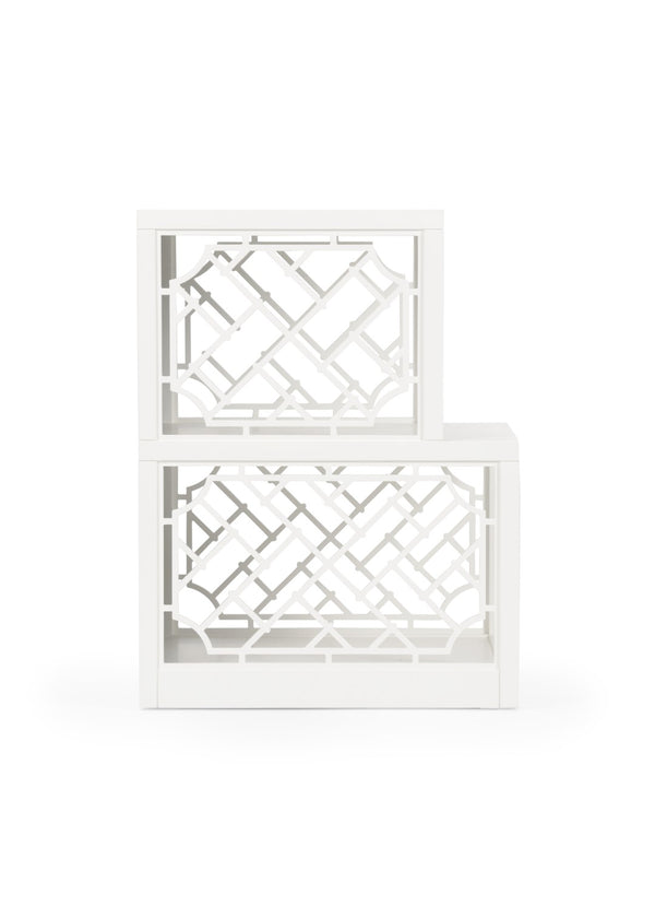 Wildwood Chip Chippendale Side Shelf Table In Chantilly Lace With Green Back And Chrome Accents, 26"H Compact 490553