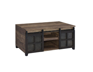 Homeroots 47" Black And Rustic Oak Manufactured Wood Rectangular Coffee Table With Shelf   490554