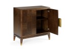 Wildwood Andros Black Walnut Cabinet With Checkerboard Veneer, Brass Accents, Antique Mirror & Tapered Legs 490561