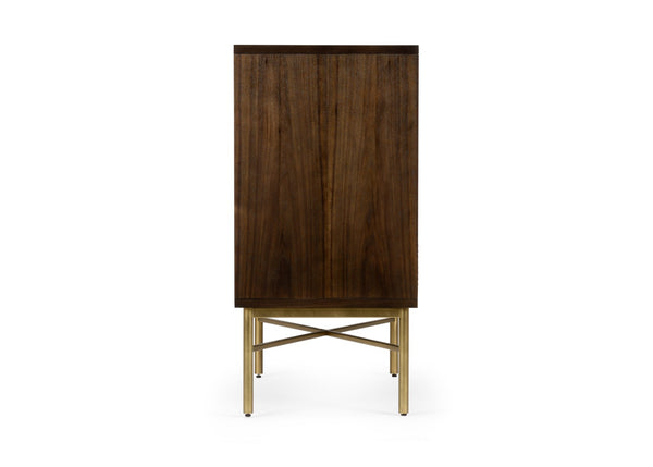 Wildwood Samana Black Walnut Accent Cabinet With Brass Base – Compact 2-Door Acacia Storage For Modern Homes 490562