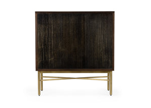 Wildwood Samana Black Walnut Accent Cabinet With Brass Base – Compact 2-Door Acacia Storage For Modern Homes 490562