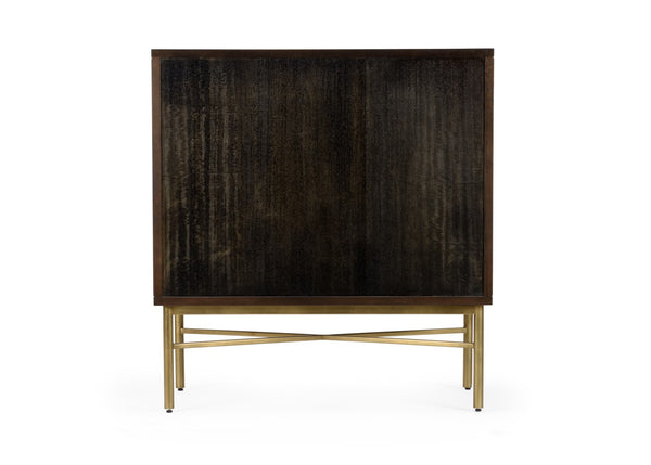 Wildwood Samana Black Walnut Accent Cabinet With Brass Base – Compact 2-Door Acacia Storage For Modern Homes 490562