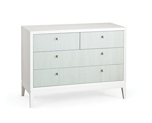 Wildwood Bimini Coastal Abaca Cabinet With 4 Light Aqua Drawers, White Frame & Brass Pulls For Entryway Style 490563