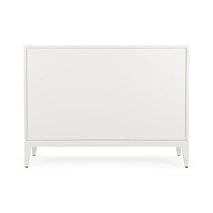 Wildwood Bimini Coastal Abaca Cabinet With 4 Light Aqua Drawers, White Frame & Brass Pulls For Entryway Style 490563