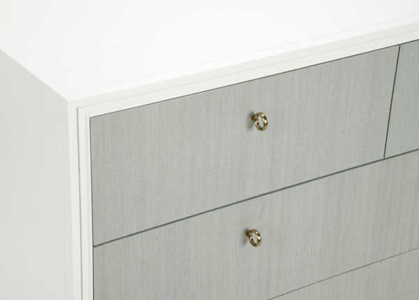 Wildwood Bimini Coastal Abaca Cabinet With 4 Light Aqua Drawers, White Frame & Brass Pulls For Entryway Style 490563