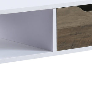 Homeroots 44" Black And White Melamine Veneer And Metal Rectangular Coffee Table With Drawer And Shelf   490563