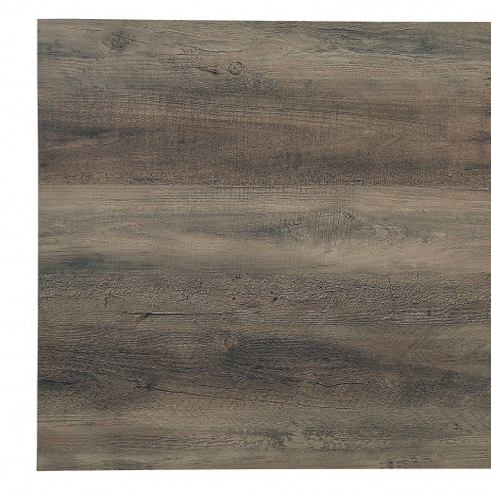 Homeroots 42" Black And Rustic Oak Rectangular Coffee Table With Two Shelves   490564