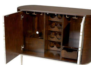 Wildwood Shelldon Mahogany Bar Cabinet With Capiz Shell Doors, Antique Brass Inlay, Stemware Racks & Bottle Storage 490571