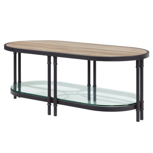 Homeroots 47" Natural Metal Oval Coffee Table With Shelf   490571