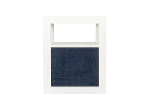 Wildwood La Costa Navy Side Table With Deep Navy Grasscloth Finish, Concealed Two-Door Cabinet, Durable Contemporary Design 490574