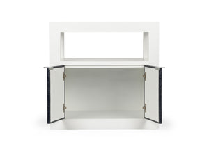 Wildwood La Costa Navy Side Table With Deep Navy Grasscloth Finish, Concealed Two-Door Cabinet, Durable Contemporary Design 490574