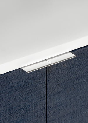 Wildwood La Costa Navy Side Table With Deep Navy Grasscloth Finish, Concealed Two-Door Cabinet, Durable Contemporary Design 490574