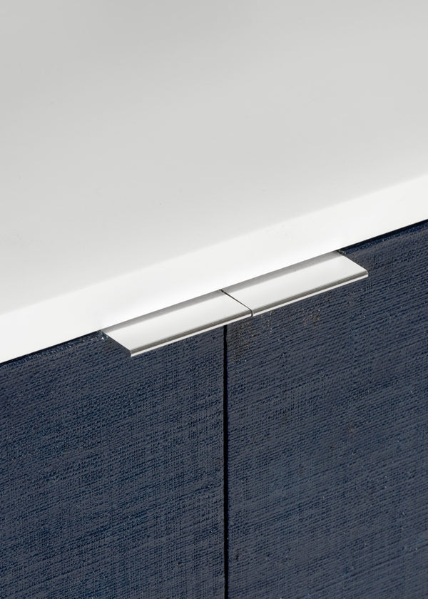 Wildwood La Costa Navy Side Table With Deep Navy Grasscloth Finish, Concealed Two-Door Cabinet, Durable Contemporary Design 490574