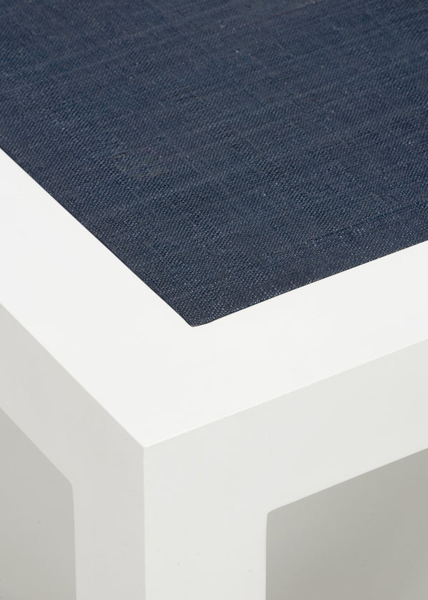 Wildwood La Costa Navy Side Table With Deep Navy Grasscloth Finish, Concealed Two-Door Cabinet, Durable Contemporary Design 490574