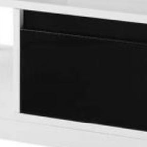 Homeroots 63" White Black And Silver Coffee Table With Two Drawers And Shelf   490576