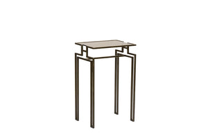 Wildwood Chelsea Industrial 29" Side Table - Bronzed Iron Frame With Smoked Tempered Glass, Compact Accent 490577