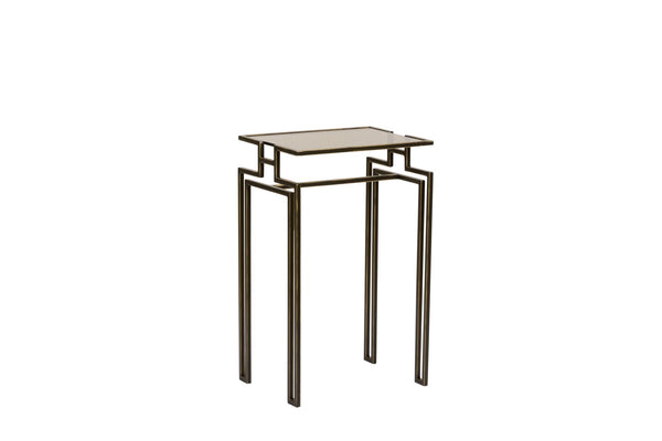 Wildwood Chelsea Industrial 29" Side Table - Bronzed Iron Frame With Smoked Tempered Glass, Compact Accent 490577